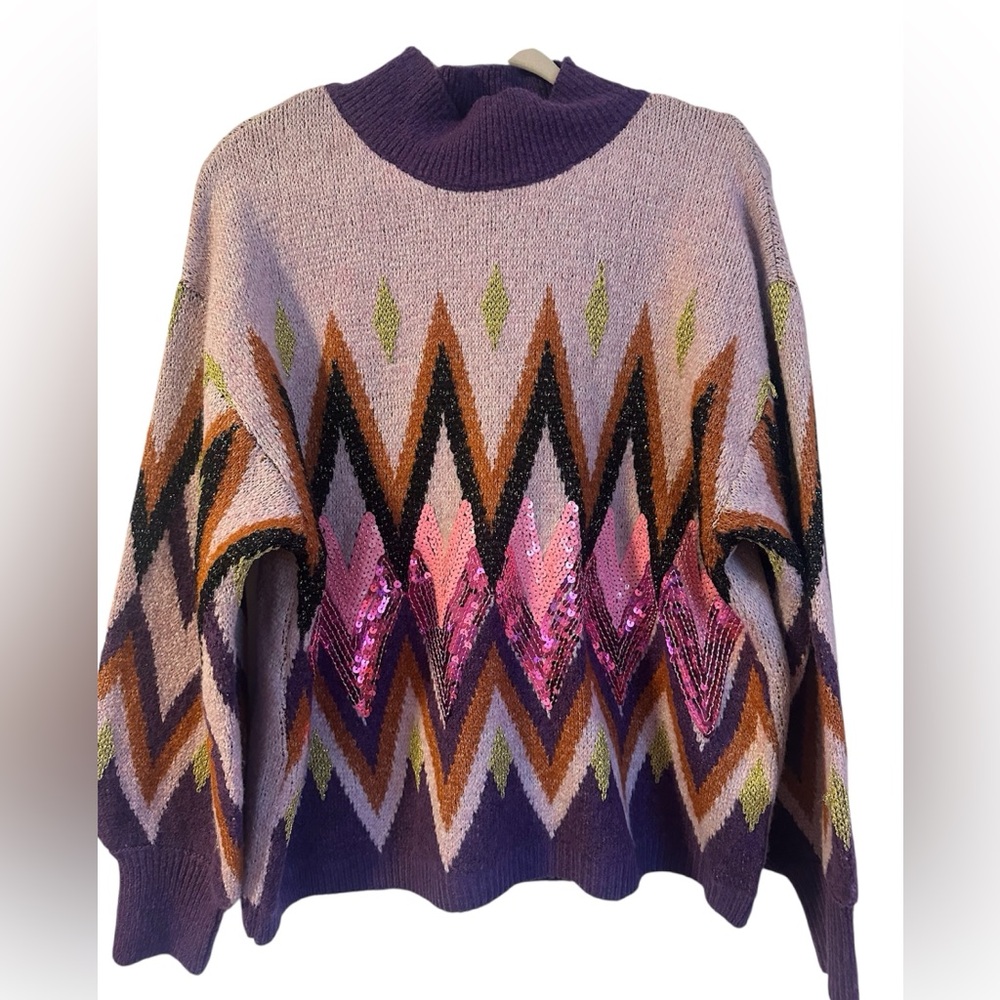 Francesca’s chevron mock neck sweater women’s xl